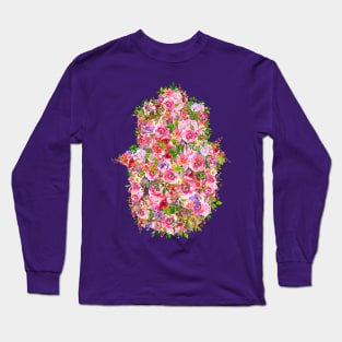 Colorful Flowers-Filled Hamsa Amulet Long Sleeve T-Shirt